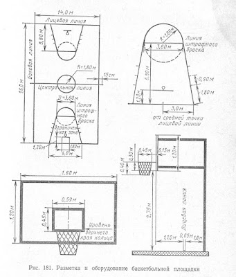 Размеры и оборудование баскетбольной площадки