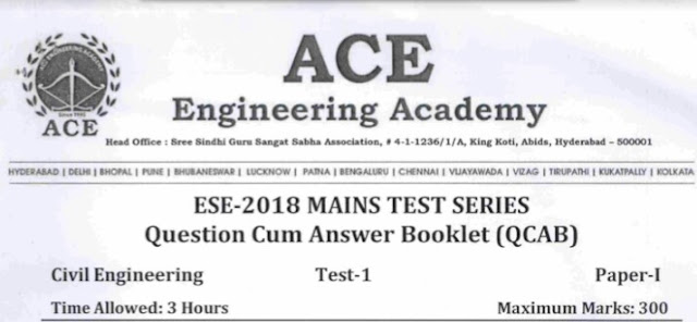 ESE PAPER-2 TEST-1 CIVIL ENGINEERING [ACE ACADEMY]