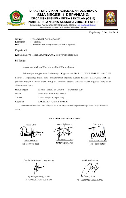 Contoh Surat Dinas Sekolah (via: enjineer.com)