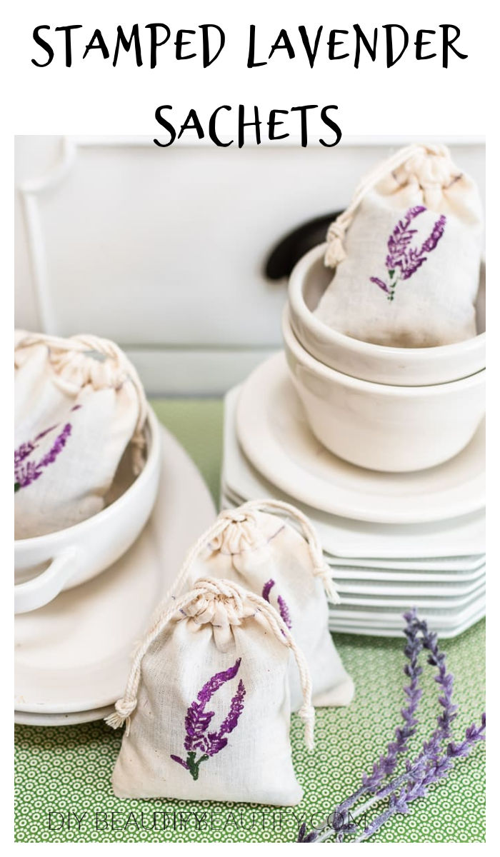 Easy Stamped Lavender Sachets - DIY Beautify - Creating Beauty at Home