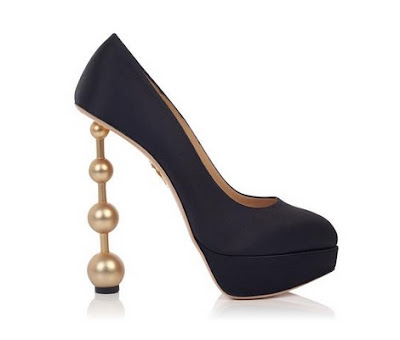 Charlotte Olympia Black pumps with pearls on stiletto heel