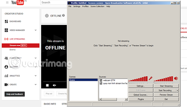 Phần mềm stream live video trên Youtube bằng máy tính, laptop