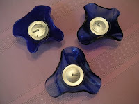 blue and blue swirl tealight candle holders