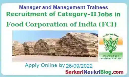 FCI Category-II Manager MT Vacancy Recruitment 2022