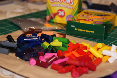 Broken crayons all set for melting!