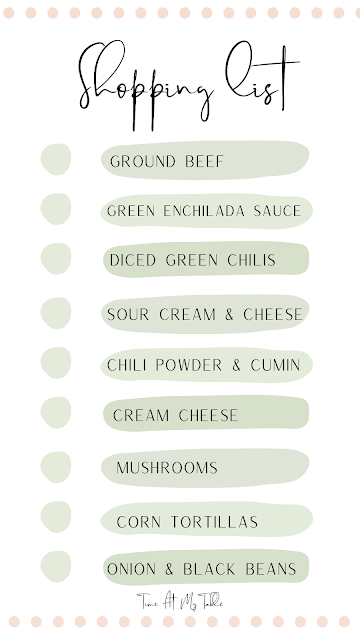 full list of ingredients for Beef enchilada casserole