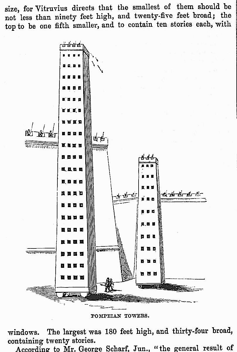 Pompeian Towers, twenty story 180 foot tall war machines, illustrated