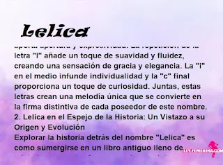 ▷ Significado del nombre Lelica