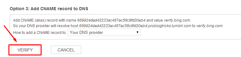 Verify Site Ownership : Bing Blogger