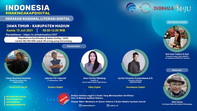 Webinar Indonesia Makin Cakap Digital Gerakan Nasional Literasi Digital 2021 Kabupaten Madiun