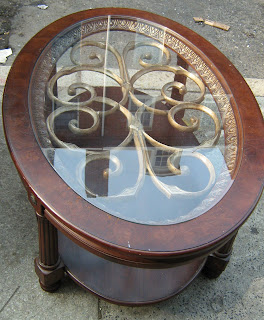 Oval Glass Top Coffee Table w/