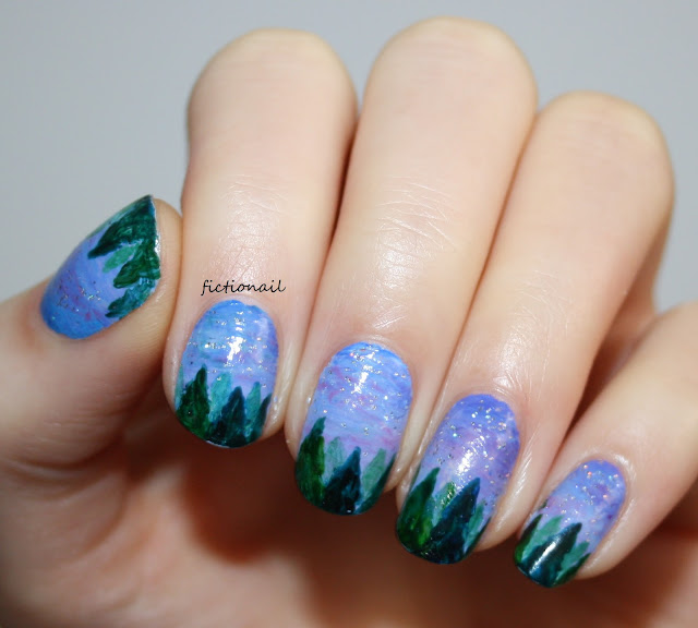 Winter/Christmas Forest Nail Art