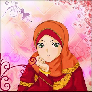 Animasi kartun muslimah cantik bersedih