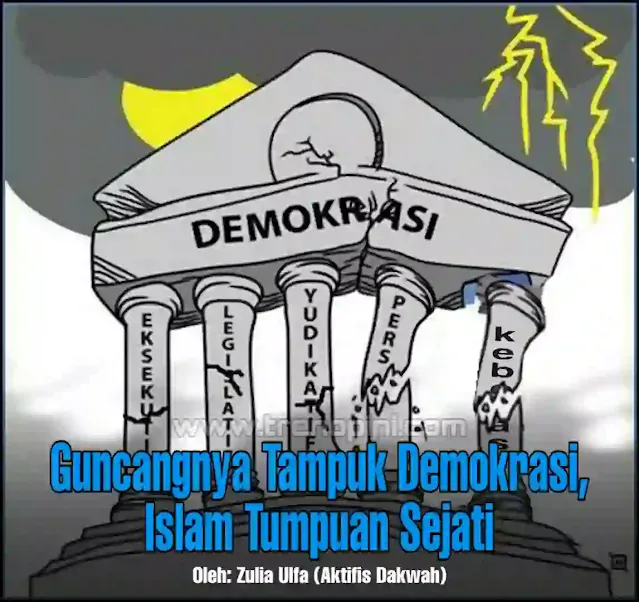 Nasib demokrasi di ujung tanduk. Rentetan peristiwa menyajikan bukti kuat akan nasib buruk sistem pemerintahan berbasis liberal ini. Digadang sebagai negara yang telah fasih dalam berdemokrasi, aksi anarkis penolakan hasil pemilu di Amerika Serikat justru menunjukkan langkah-langkah tak demokratis. Nampak semakin nyata kelamnya perjalanan pemerintahan di negara kampiun demokrasi ini.