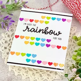Sunny Studio Stamps: Heartstrings Border Die Rainbow Word Die Over The Rainbow Everyday Card by Angelica Conrad