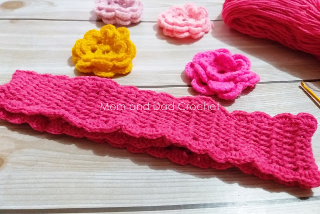 free crochet pattern, crochet headband, crochet flower, interchangeable crochet flowers, Mom & Dad Crochet, 