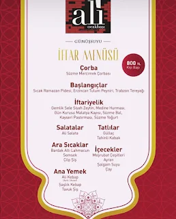 istanbulda ramazan menüsü fiyatları