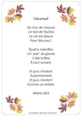 L’écureuil de Marie Litra - Paroles de la poésie sur l'automne et la forêt pour les enfants - Sélection de Poésie, Chansons et Comptines pour enfant - Par Comptines et Belles Histoires