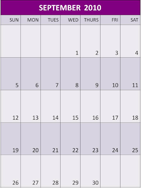 blank calendar 2010. Blank Calendar 2010 September