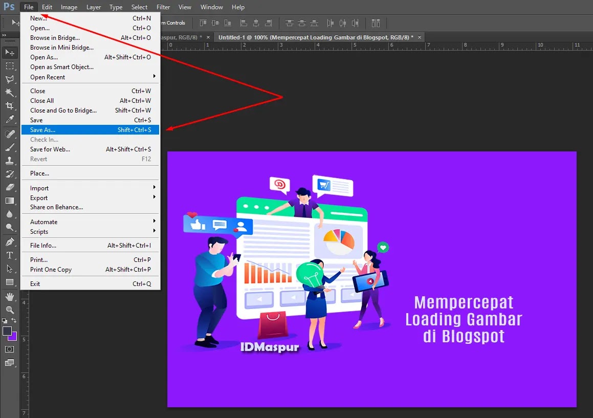 Cara Membuat Format WebP di Photoshop Langkah 1