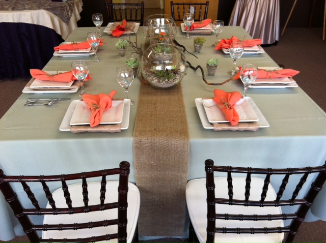If you are interested in fullsize burlap table linen there are limited 