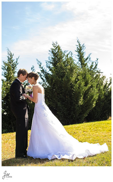 Fall church wedding in November with Purple Accents