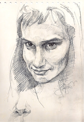 sketching from life, female face