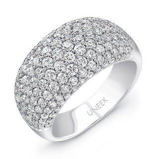 Uneek 14K White Gold 9-Row Pave Diamond Dome Ring