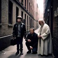 Eight year old extortion a priest and a contractor in a alley