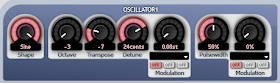 Aspect settings for kick drum oscillator