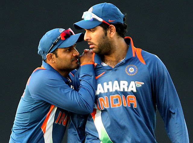 Yuvraj Singh with sehwag