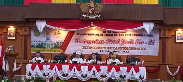 Ketua DPRD Tanjungpinang Pimpin Rapat Paripurna Memperingati Hari Jadi Ke-21 Kota Otonom Tanjungpinang