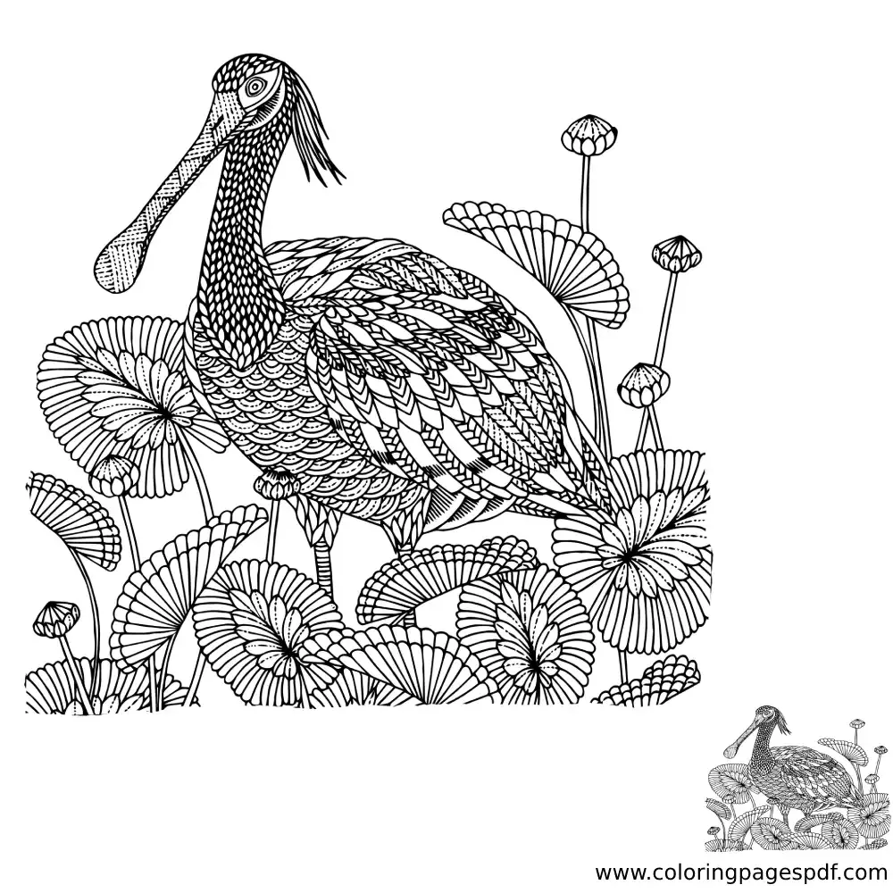Coloring page of a cute bird