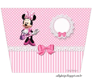 Minnie with Pink stripes, Free Printable Labels.