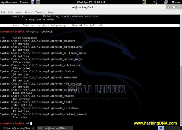 NIKTO  CHECK DATABASE