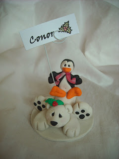 Fimo Christmas polarbear & Penguin Ornament