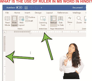 What is the use of ruler in ms word in Hindi?
