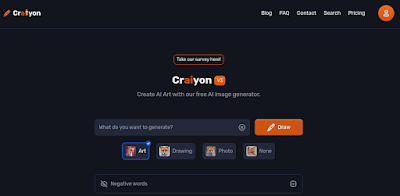 Die Website "craiyon.com" im Dark Mode