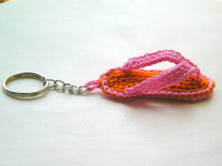  Flip Flop Keychain Sandal Zipper Charm in Orange and Pink