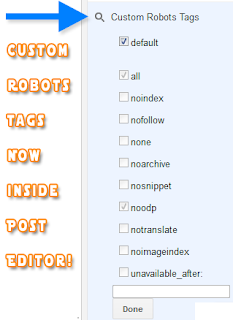 Settings For "Custom Robots Tags" Inside Post Editor
