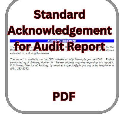 Standard Acknowledgement for Audit Report