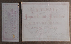 Ticket to Andrew Johnson Impeachment hearing