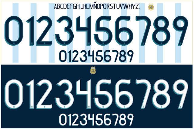 Numeración  letras para camiseta argentina 2019 2020 fonts