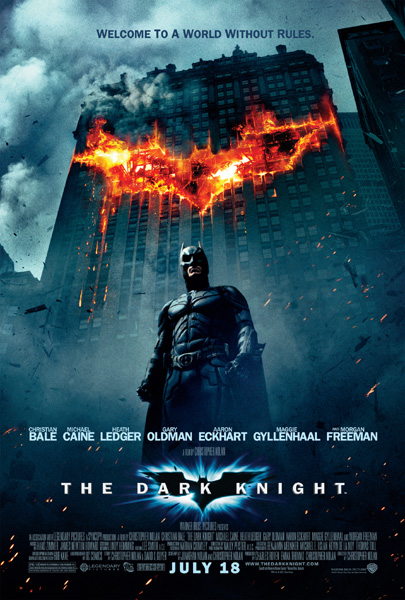 The theatrical poster for THE DARK KNIGHT.