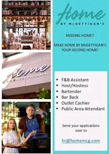 Bartender, F&B Assistant and F&B Runner Jobs Vacancy in Dubai For Home by McGettigan’s | Apply Now