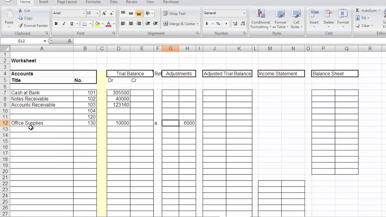 Accountant Lamp Picture: Accounting Worksheet