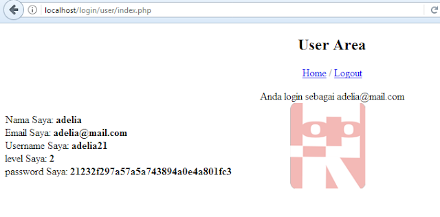 login sebagai user