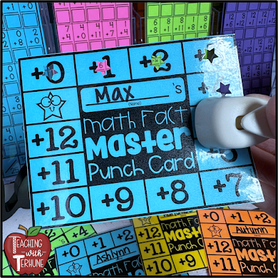 Addition Math Fact Master Punch Card