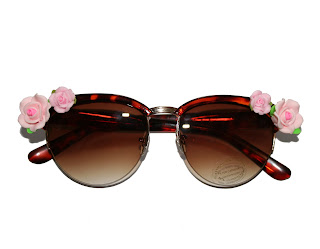 kawaii roses, roses and clementines floral sunglasses embellished with pink roses