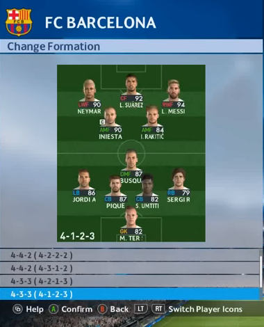 Formasi Tiki Taka Barcelona PES 2017